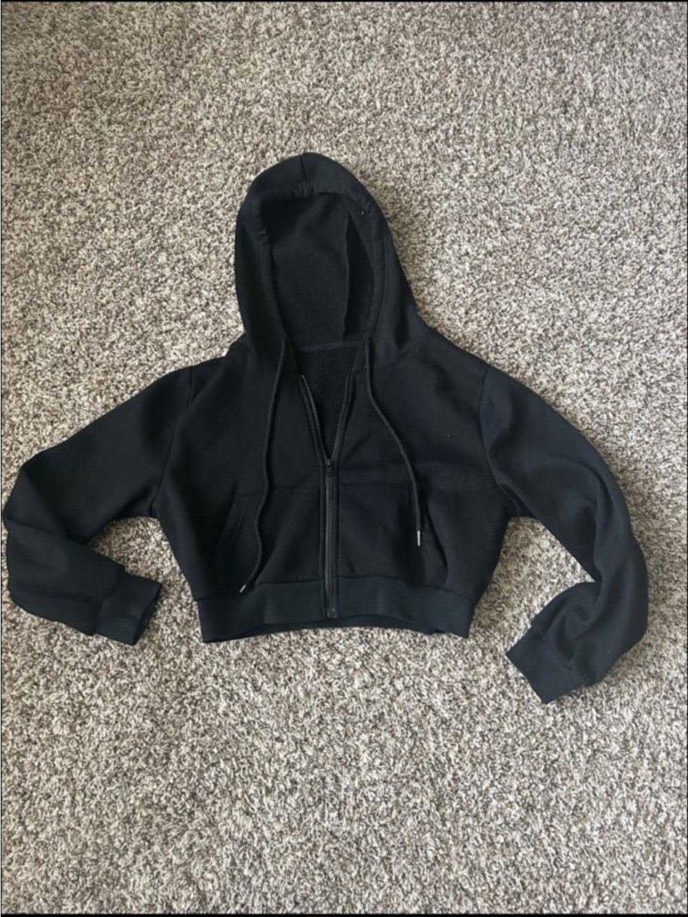 Cropped Black Zip-Up Hoodie